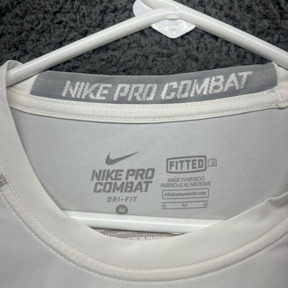 Nike Pro Combat Dri-Fit Fitted‎ Tank Shirt Mens Medium White Sleeveless Stretch - Picture 2 of 5